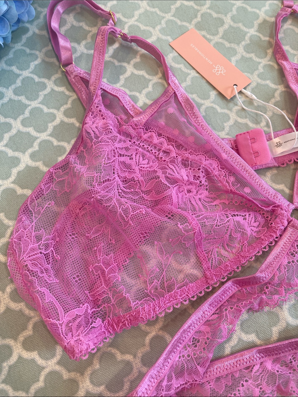 Mentionables Purple Lace Mesh Unlined Bralette 2x Nwt — image 2 of 8